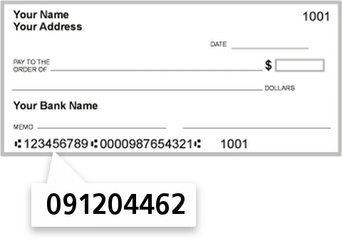091204462 routing number on First Southeast Bank check