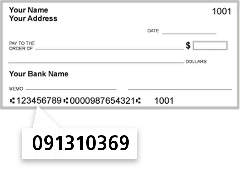 091310369 routing number on Harwood State Bank check