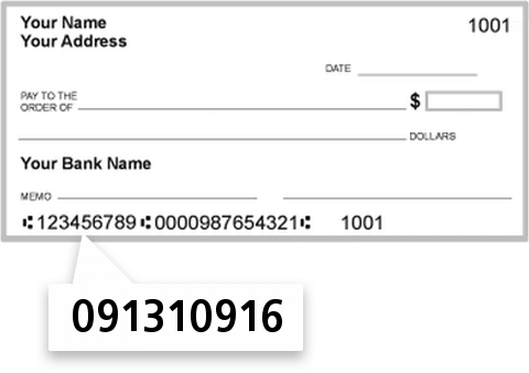 091310916 routing number on State Bank & Trust of Kenmare check