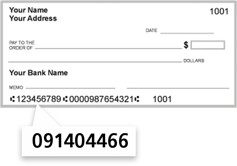 091404466 routing number on 1ST Financial Bank USA check