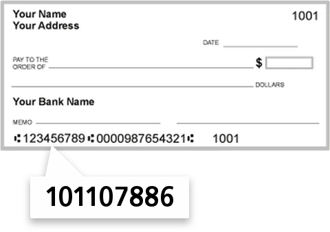 101107886 routing number on Legacy Bank check