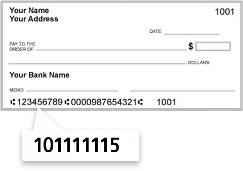 101111115 routing number on Astra Bank check