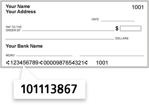 101113867 routing number on Farmers National Bank check
