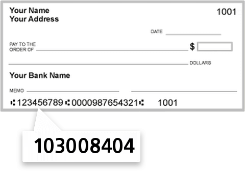103008404 routing number on First State Bank check