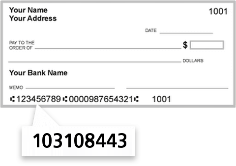 103108443 routing number on First Bank of Okarche check