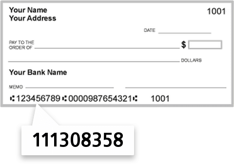 111308358 routing number on First National Bank check