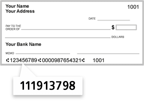 111913798 routing number on Capital ONE NA check