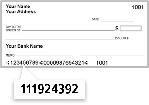 111924392 routing number on First National Bank Frisco check