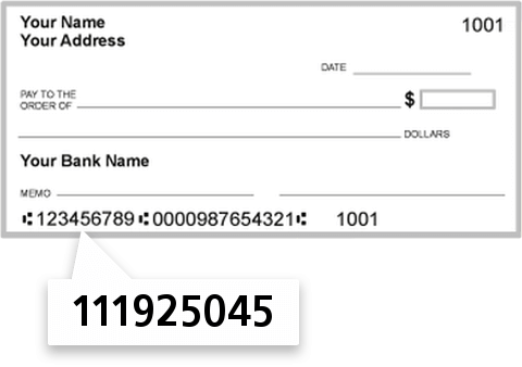 111925045 routing number on First State Bank check