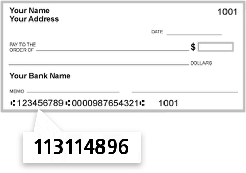 113114896 routing number on Round TOP State Bank check