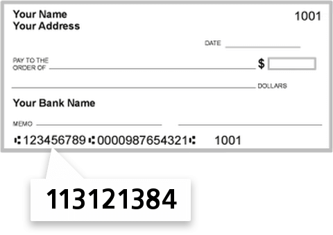 113121384 routing number on Peoples State Bank check