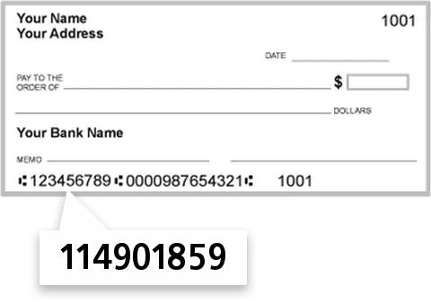 114901859 routing number on City National Bank check