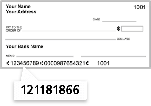121181866 routing number on Wells Fargo Bank check