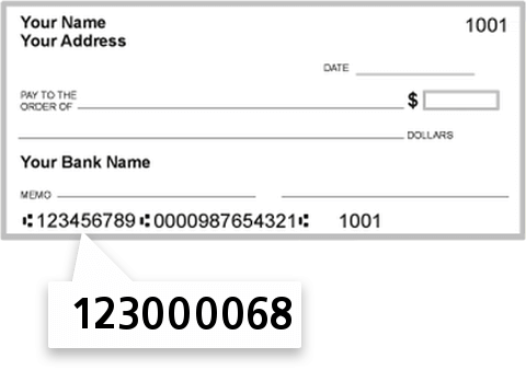 123000068 routing number on Mufg Union Bank NA check