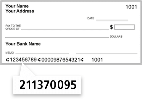 211370095 routing number on TD Bank NA check