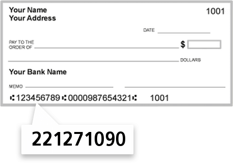 221271090 routing number on Valley National Bank check