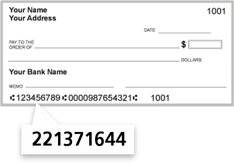 221371644 routing number on Community Bank NA check