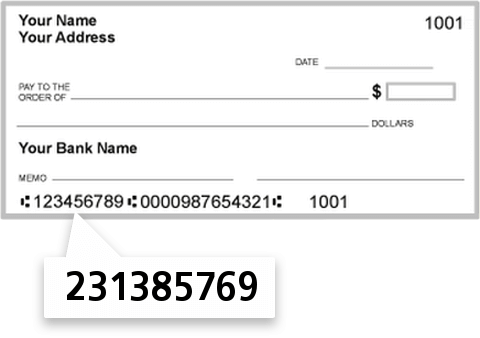 231385769 routing number on Superior CU check