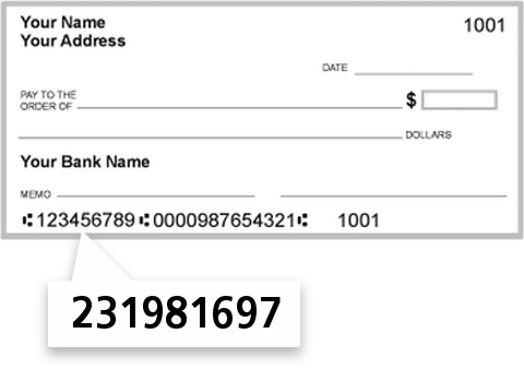 231981697 routing number on Reliance Federal Credit Union check