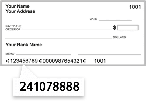 241078888 routing number on ST Theresess Peter & Paul FCU check
