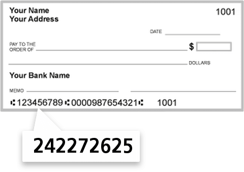 242272625 routing number on American Savings Bank FSB check