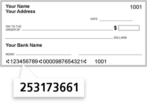 253173661 routing number on Xenith Bank check
