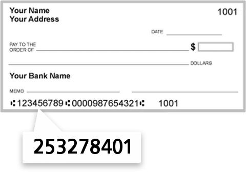 253278401 routing number on South Carolina Federal Credit Union check