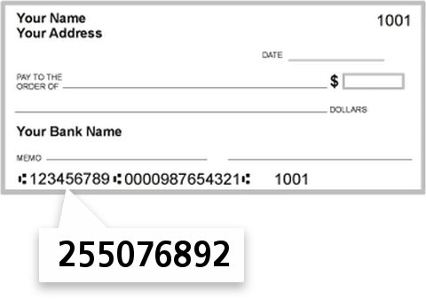 255076892 routing number on Harco Credit Union check