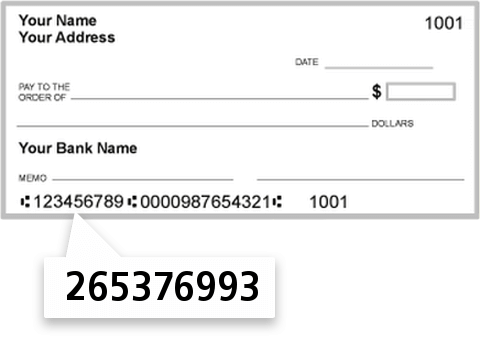 265376993 routing number on Pine Belt Federal Credit Union check