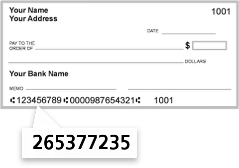 265377235 routing number on Magnolia Federal Credit Union check