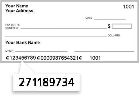 271189734 routing number on Taylorville Community Credit Union check