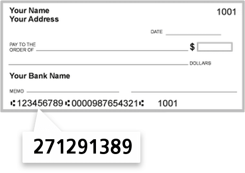 271291389 routing number on Grand Heritage FCU check
