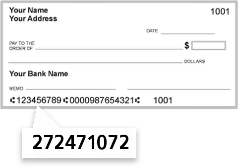 272471072 routing number on Homestead Savings Bank check