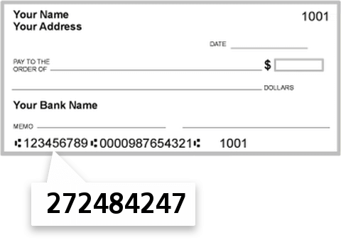 272484247 routing number on North Central Area Credit Union check