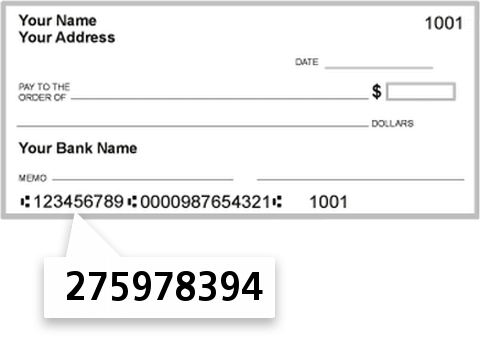 275978394 routing number on Capital Credit Union check