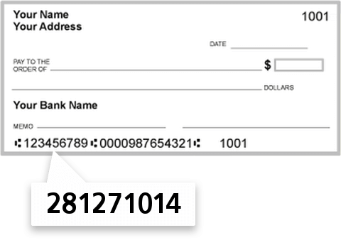 281271014 routing number on Washington Savings Bank check