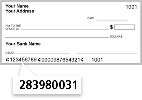 283980031 routing number on Cplant FCU check