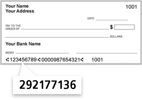 292177136 routing number on Community 1ST FCU check