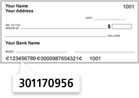 301170956 routing number on Mutual Savings Assn FSA check