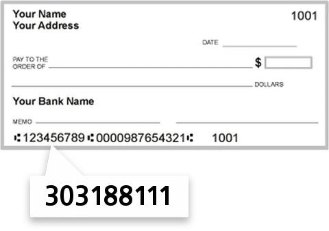 303188111 routing number on Bank of the West check