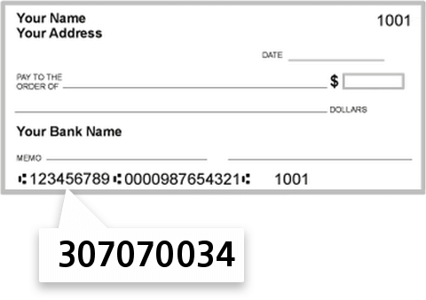 307070034 routing number on Blue Federal Credit Union check