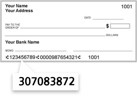 307083872 routing number on Southwest Federal Credit Union check