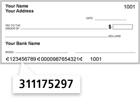 311175297 routing number on Pelican State Credit Union check