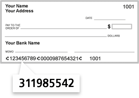 311985542 routing number on Corner Stone Credit Union check