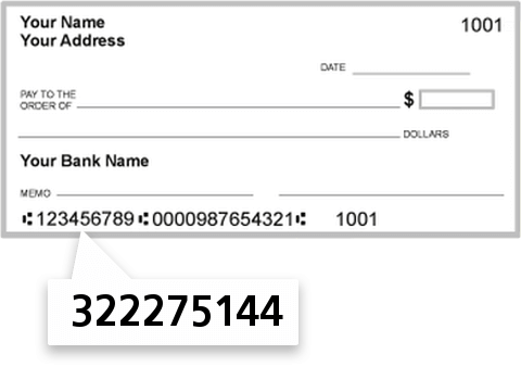322275144 routing number on Rancho FCU check