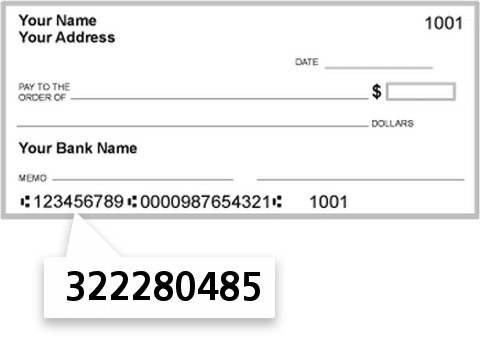 322280485 routing number on Credit Union of Southern California check